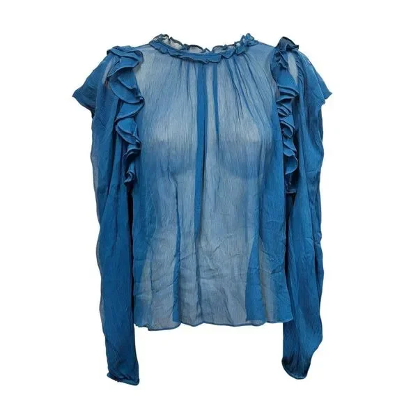 Ulla Johnson Elvia Blouse in Sapphire NWT Size 2 - Picture 4 of 9